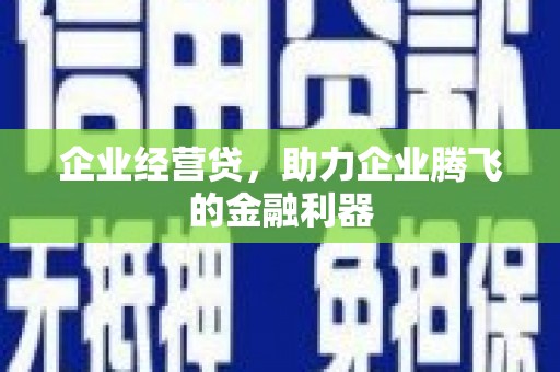 铁西企业经营贷，助力企业腾飞的金融利器